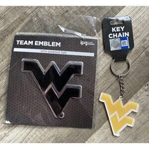 West Virginia Mountaineers Metal Chrome Keychain NCAA Fan Key Chain Team Emblem
